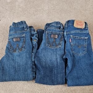 3 Pair Wrangler Kids Blue Jeans 7 Slim